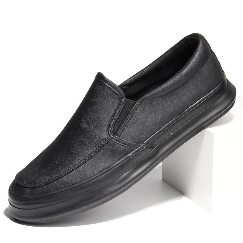 Men s soft and comfortable leather shoes classic Joker fashion low-cut lightweight men s shoes. 38 чёрный