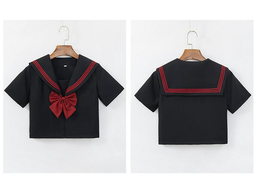Rotes dreiteiliges japanisches JK-Uniform-Set - Langärmliger klassischer Akademie-Stil mit kurzem Rock