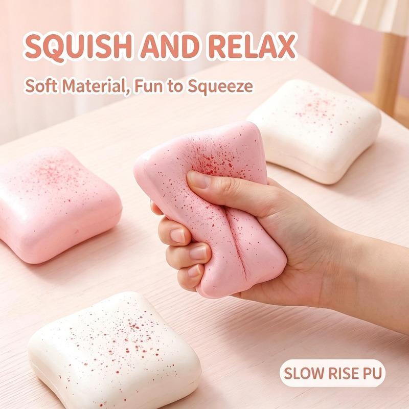 Strawberry Yogurt Toast Squishy Toy Soft Slow Rising Stress Relief Fidget Squeeze Cute Portable Decompression Gift
