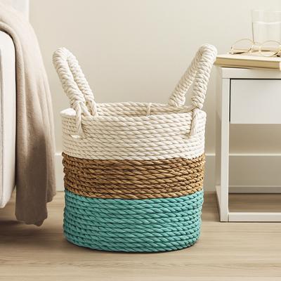 Seagrass Basket Set Green Natural White