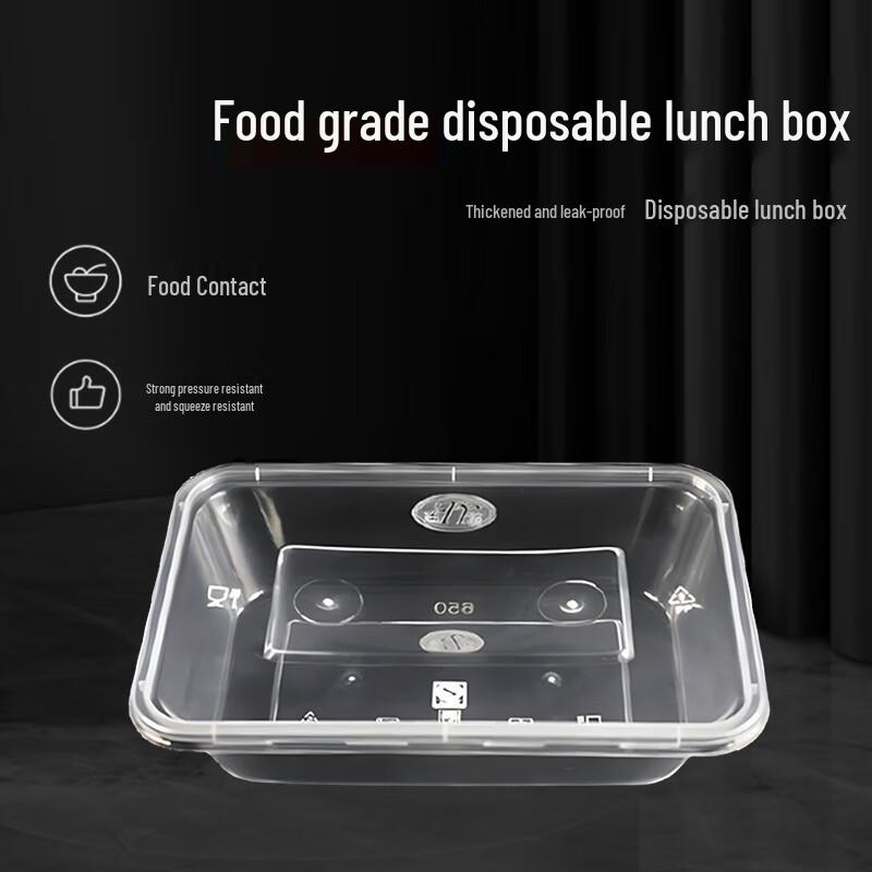 650ml Transparent Rectangular Disposable Plastic Food Containers with Lids