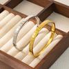 Exquisite Titanium Stainless Steel Bracelet with Irregular Inlaid Rhinestones - Starry Electroplated Design