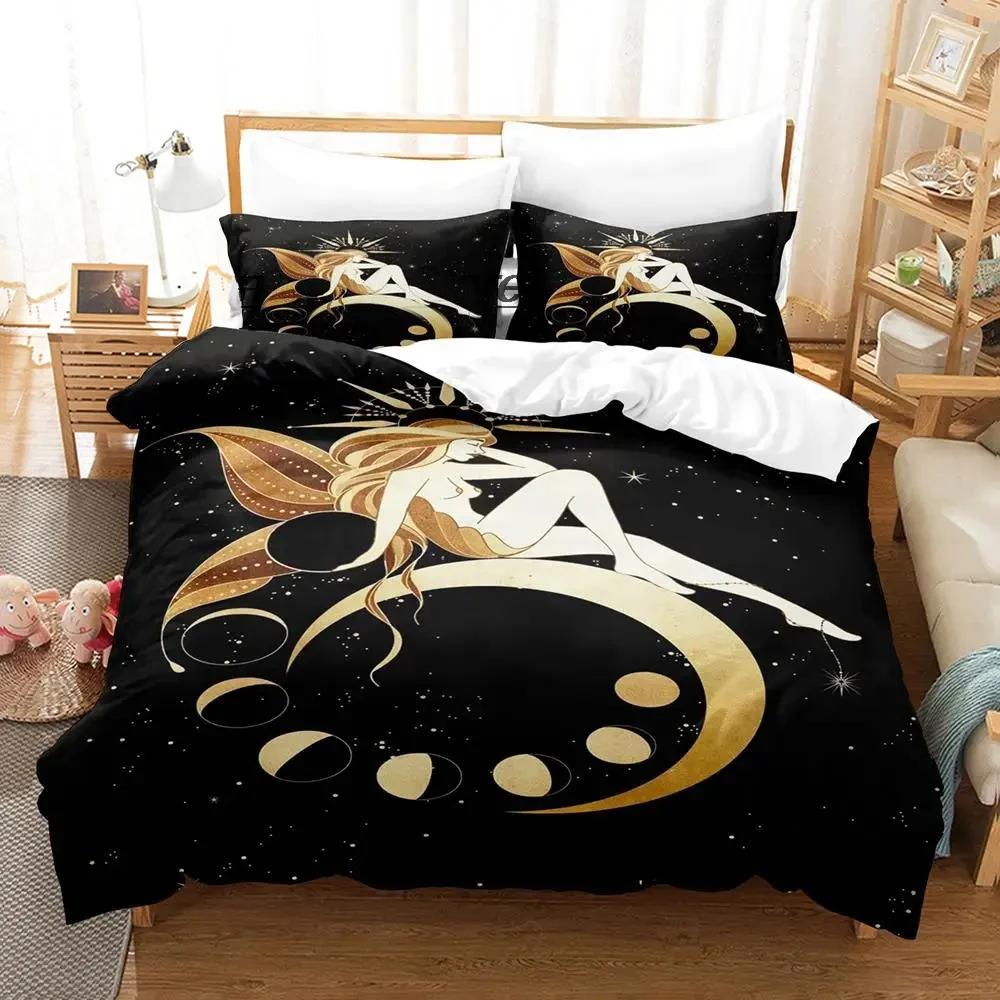  Witch's Moon Bedding Set Single Twin Full Queen King Size Aldult Boys Bedroom Duvetcover Sets Anime Bed Sheet Set New