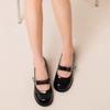 Fashion Bow One Strap Mary Jane Shoes Autumn New Round Toe Shallow Mouth Non-slip Wear-resistant Square Heel Shoes