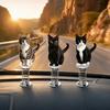 Cat Spring Car Rocking Black White Cat Figurine 2d Flat Acrylic Swaying Dashboard