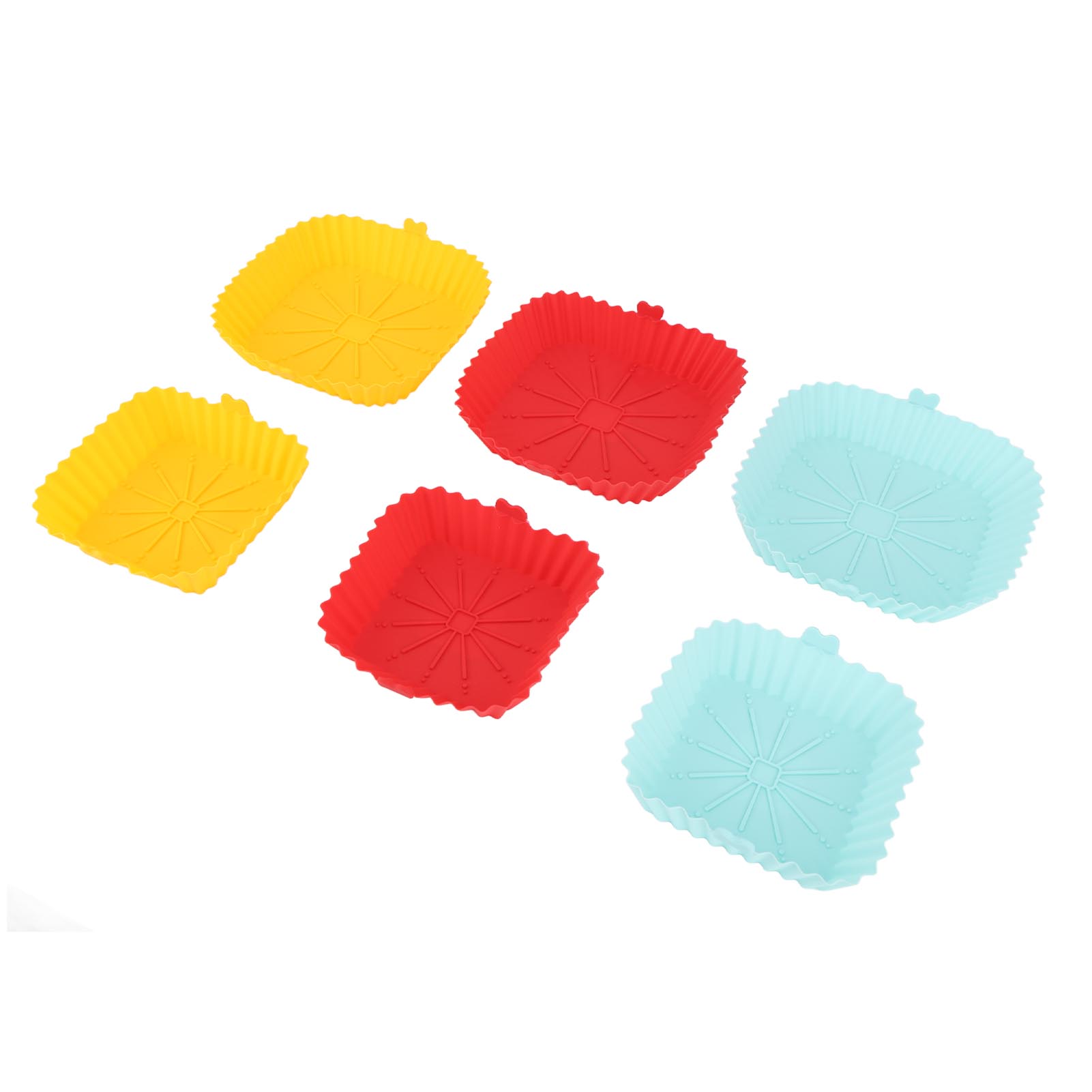 6PCS Fryer Silicone Liner Reusable Square Non Stick Heat Resistant Fryer Pot Baking Basket for Fryer Accessories L