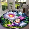 1pc Round Rug Appropriate for Office, Minnie Mouse Pastel Pink Floral Carpet, Versatile Printed Chair Rug, Durable Home Sofa Carpet