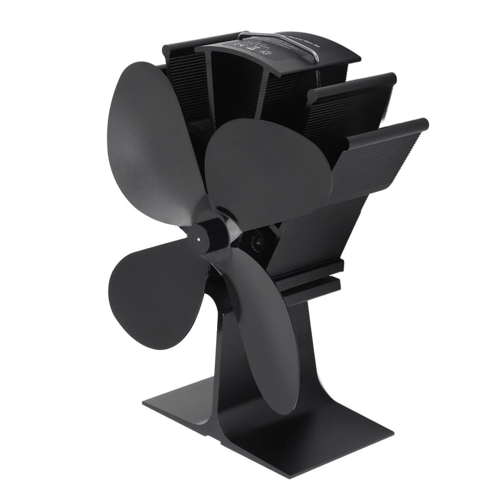 4 Blade Heat Powered Stove Fan Silent Eco Friendly Aluminium Alloy Fireplace Fan for Home Wood Log Burning