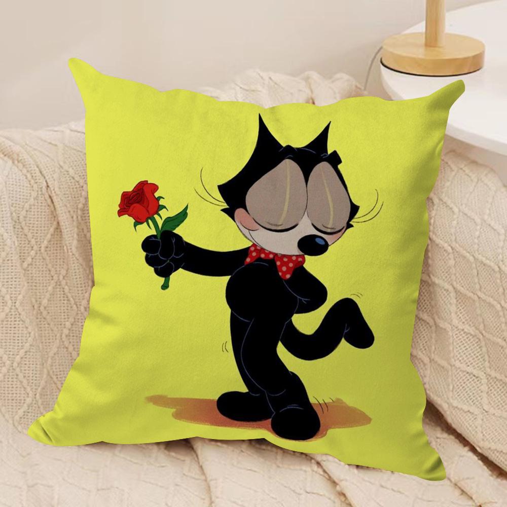 

FFelix The Cat Exquisite Cushion Cover Silky Short Plush DoubleSided Printed Pillow Case for Sofa All Seasons Home Decor Gift 30x30cm