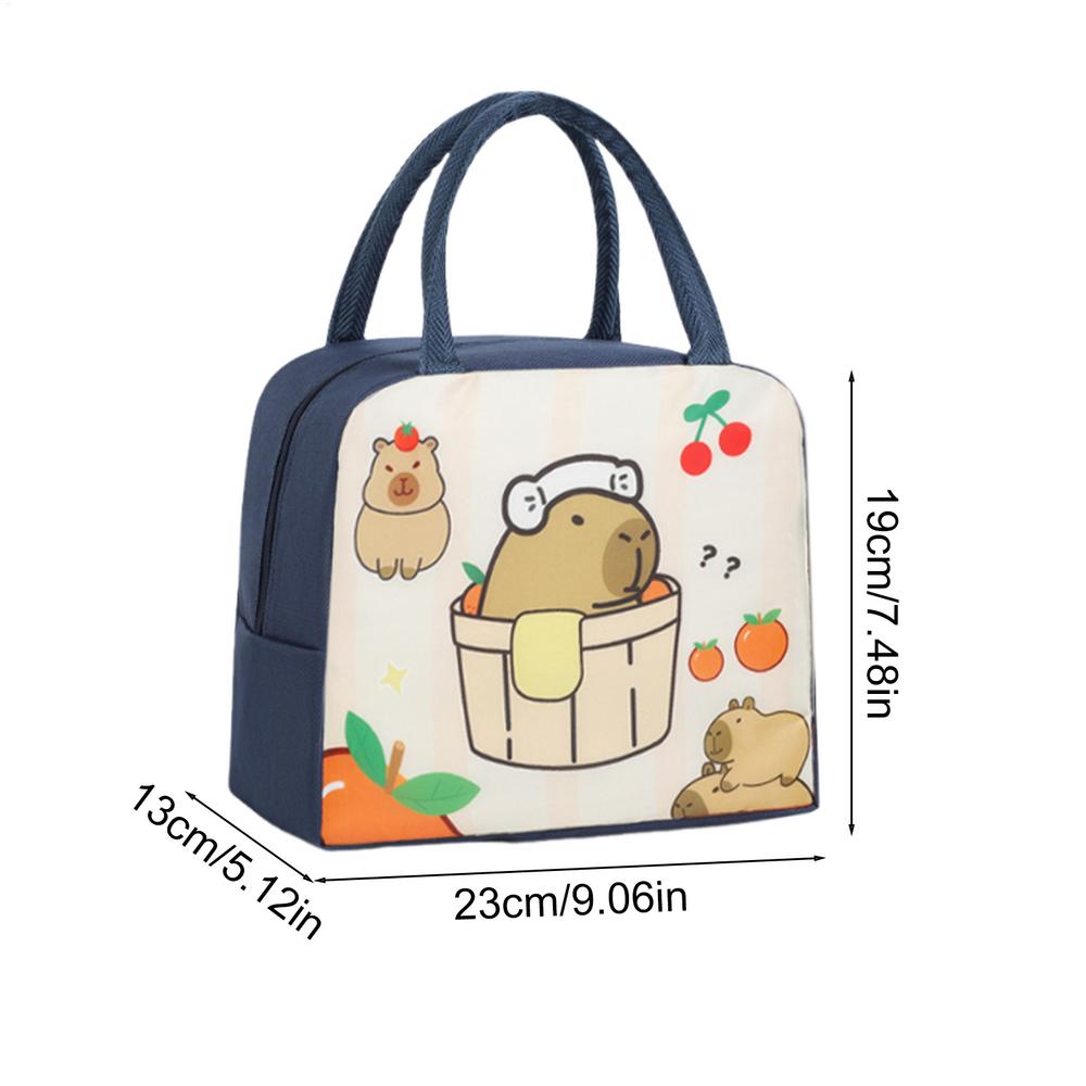 Capybara Print Thermal Lunch Bag Reusable Waterproof Lunch Tote for Commuting Workplace Picnic Camping Hiking for Men Women темно-синий 1070₽