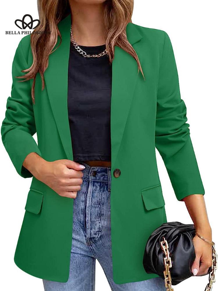 Płaszcz damski Nowa wiosna jesień Elegancki wypoczynek Solidna marynarka z długim rękawem Moda Luksusowa, luźna odzież damska