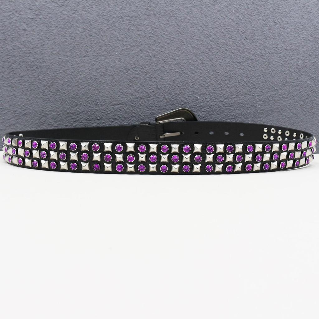 High-End Rhinestone Rivet Leather Belt - Women's Punk Hip Hop Rock Y2K Fashion Accessory