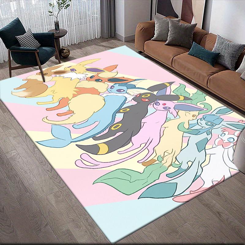 Cute Eevee2 Square Area Rug, Non-Slip Floor Mat for Bedroom, Perfect Gift for Eevee Fans