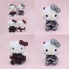 Cute Hello Kitty Plush Pendant With Plaid And Leopard Print Dress Decor For Girls Gift