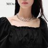 MO&Co. New Chinese Style Square Neck Puff Sleeve Gathered Midi Dress