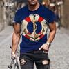Maritimt anker 3D-trykk T-skjorte Oversize Menn Kvinner Vintage Kortermet Casual T-skjorter Sommer Allsidig O-hals Streetwear Unisex
