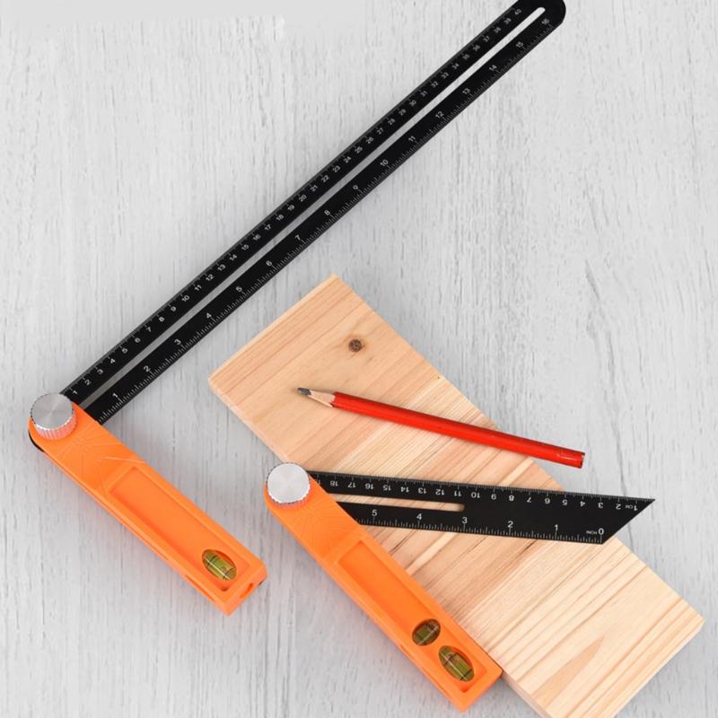Quadratisches Messwerkzeug Schiebendes T-Winkelmesser Wasserwaage Lineal mit Libelle Winkelmesser