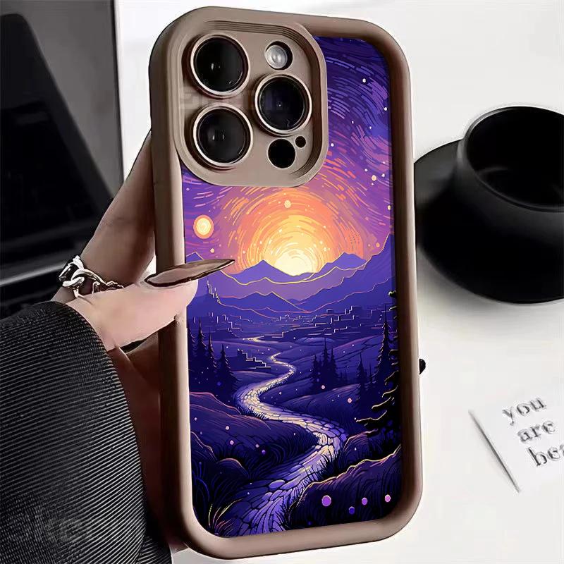 VanGogh Oil Painting Starry Sky Phone Case For iPhone 16 Pro Max 15 14 13 12 11 Pro Max XS X XR 7 8 Plus Shockproof Cover