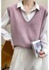 Women's College-Style V-Neck Knit Vest - Retro, Versatile, Loose-Fit Sleeveless Sweater for Autumn/Winter