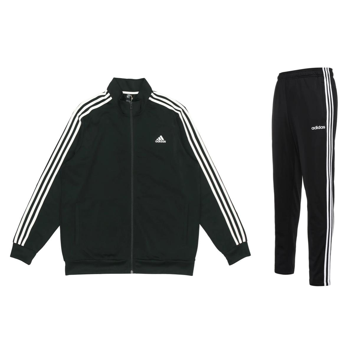

Adidas Striped Retro Stand Collar Zip Long Sleeve Top And Straight Leg Long Pants Casual Sports Suit Men Sportswear Black H46099+DQ3090 XXL