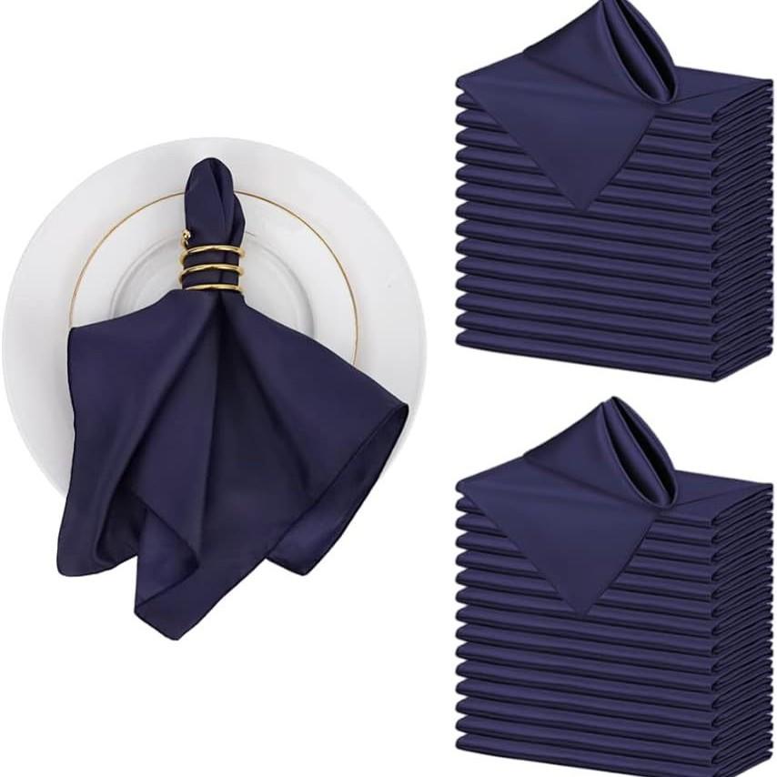 1PC Napkin Cloth Satin Face Mouth Cloth Lock Edge Solid Color Restaurant Hotel Square Wedding Decoration