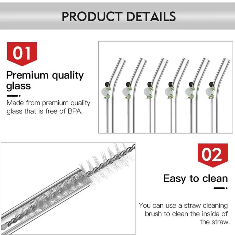 Reusable Glass Straws Eco Friendly Drinking Straws for Smoothies Cocktails Trendy Bar Accessory for Coffee Mug Tea Beer 5