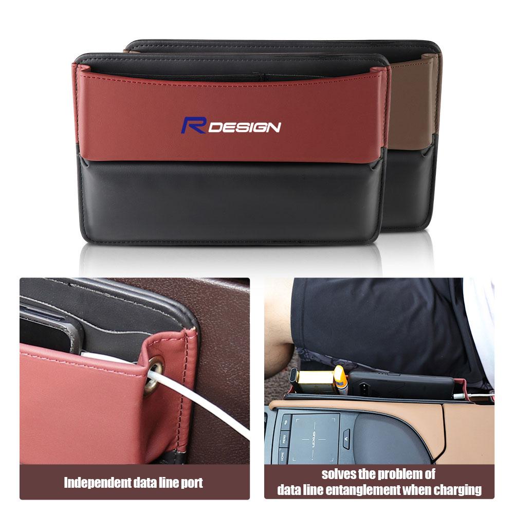 Leather Car Center Console Storage Box Auto Emblem Seat Gap Organizer Accessories For Volvo XC90 C30 T6 S60 C70 XC70 V70 S80 S40