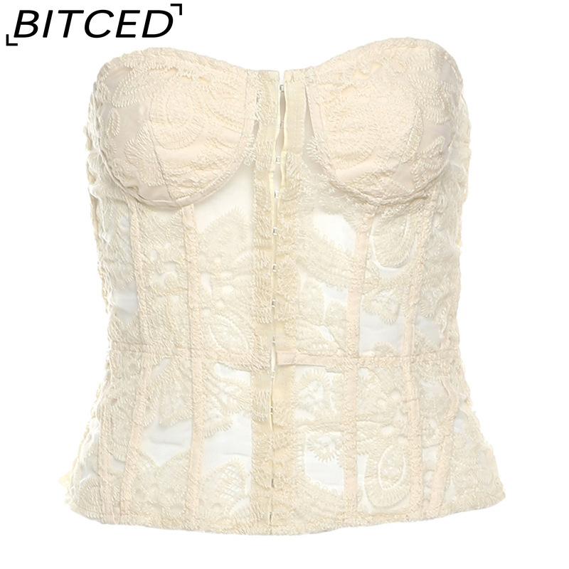 BITCED Spring Women's Solid-Color Slim-Fit Streetwear Off-the-Shoulder Halter Backless Tank Top