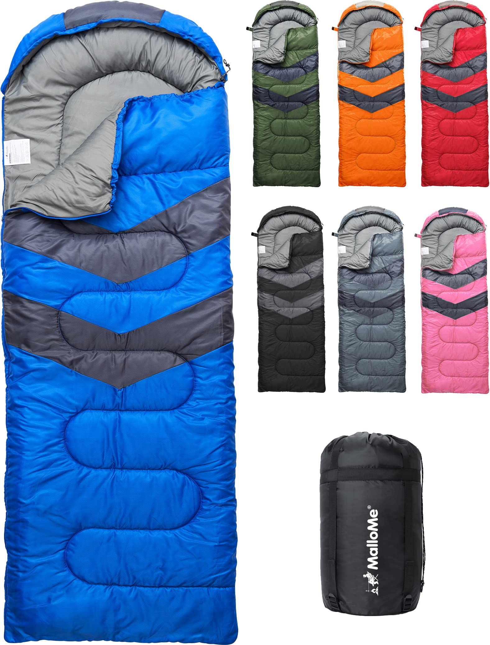 

MalloMe Sleeping Winter and Summer Camping Sleeping Bag for Kids Girls and Boys Compact and 1kg Comfortable Temperature Range Emergency Outdoor Easy синий