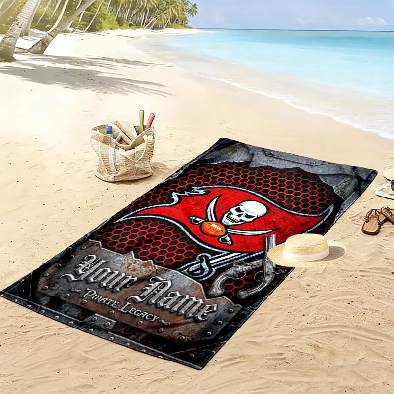 Name Custom Tampa Bay Buccaneers Print Beach Towel, Large Soft Quick Dry Towel for Beach Camping Swimming