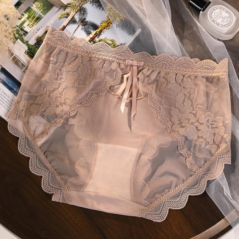 3pcs Sexy Plus Size Lace Panties with French Baroque Flair Sheer Mesh Accents Intricate Lace Patterns Creating A Captivating and Glamorous Look