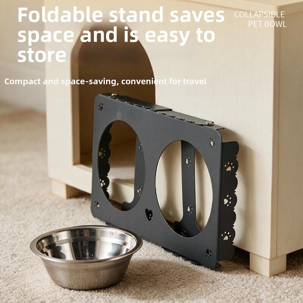 Foldable Dog Water Food Bowl Tilted Bracket Elevated Cat Feeder  Healthy Feeding