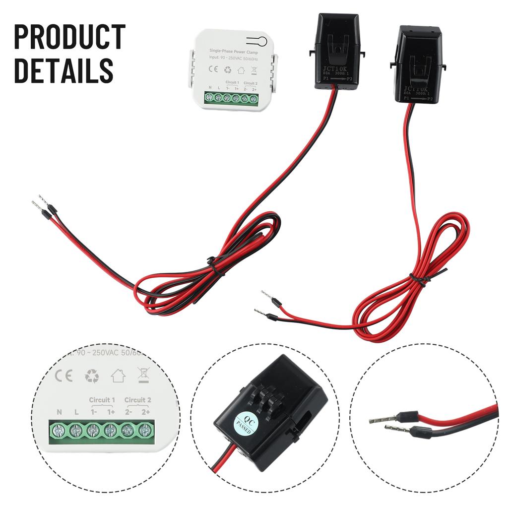 WiFi Energy Meter 80A with Dual Clamp For For Tuya For Smart Life App Monitor Power Consumption EfFor Fortlessly