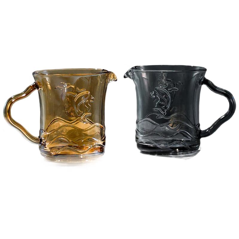 Набор из 6 стеклянных чайных чашек «Гора и Рыба»