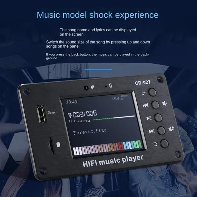 Upgrades MP3 Playback Panel with 2.8" Display Blue Tooth 5.1 LCD Display with Stereo Output Blue Tooth Connectivity