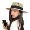 Wide Brim Straw Hat UV Protection Beach Hats French Flat Top Hat  for Women