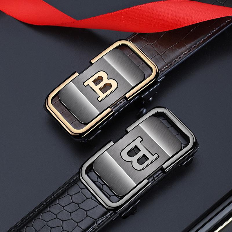 Crocodile Pattern B Style Faux Leather Belt with Customizable Logo - Versatile and Trendy for Business Casual Wear