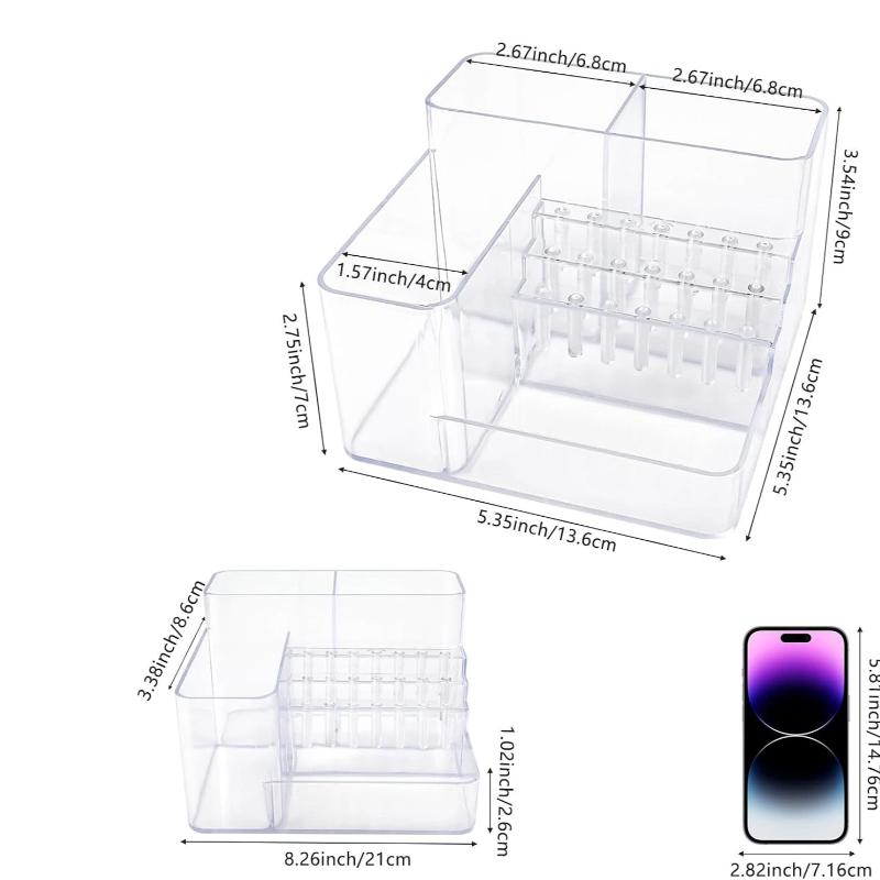 1Pcs 21-Hole Acrylic Nail Drill Storage Holder, Desktop Organizer For Nail Drill & Bits (Machine & Tools Not Included)