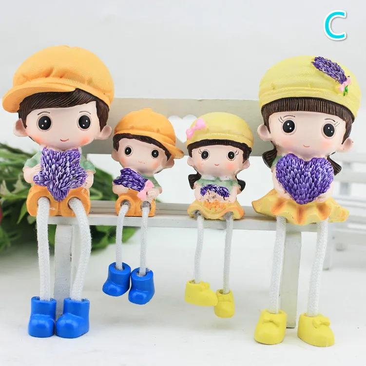Creative 4-People Love Family Dolls Home Furnishing Resin Characters Ornaments Home Decor Crafts