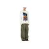 WE11DONE T-shirt Unisex Girocollo Manica Lunga con Fantasia Gatti FW23 Bianca WD-TT3-23-741-U-WH