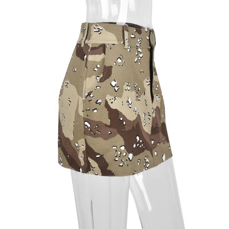 

Camouflage Fringed Pocket Zip Skirt Camouflage Tassel Pocket Zipper Skirt Khaki S