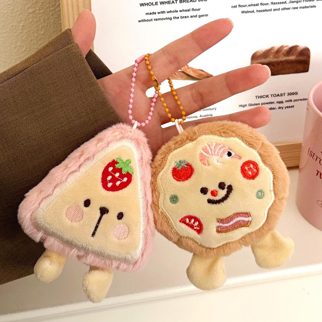 1/4 Pcs Creative Plush Food Pendant Cute Cartoon Pizza Backpack Versatile Pendant Accessories