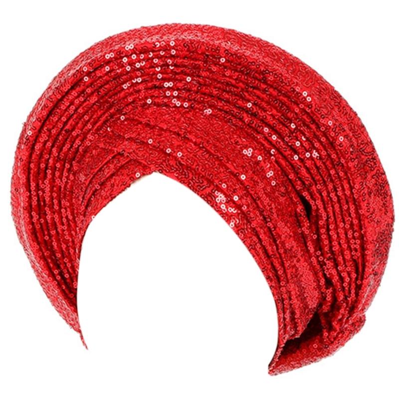 

African Culture Wedding Turban Caps for Woman Breathable Turban Caps Outdoor Religious Gatherings Sunproof Headscarf червоний
