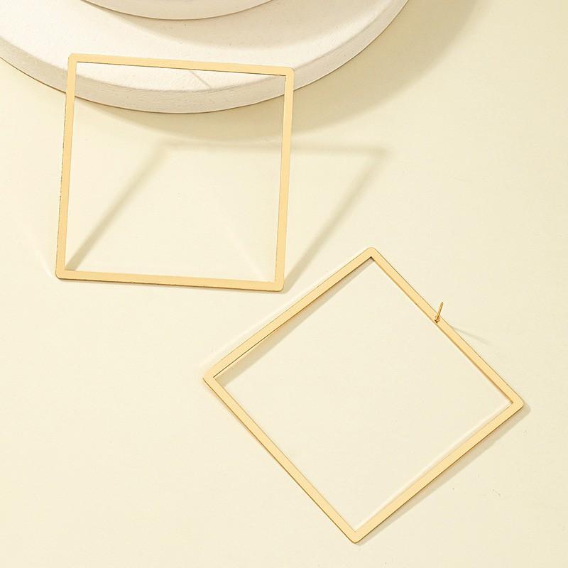 Ins Jewelry E-Commerce 1 Pair Of Simple Metal Oversized Rectangular Frame Earrings Geometric Quadrilateral