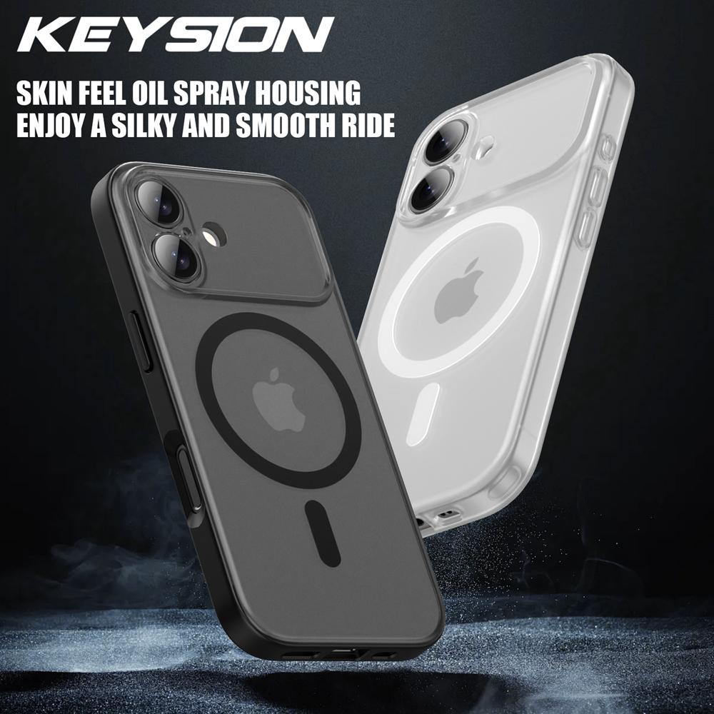 KEYSION Matte Case for MagSafe for iPhone 17 Silicone+PC Translucent Wireless Charging Shockproof Phone Back Cover for iPhone 17