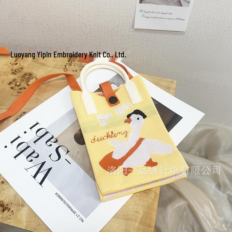 Cute Cartoon Dopamine Knit Crossbody Phone and Coin Bag