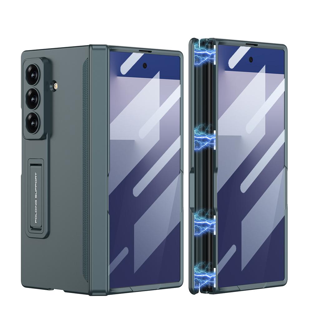 Magnetic Hinge Protective Case For Samsung Galaxy Z Fold 7 6 5 With Screen Glass Film Anti-fall Matte Stand Z Fold7 Fold6 Cover