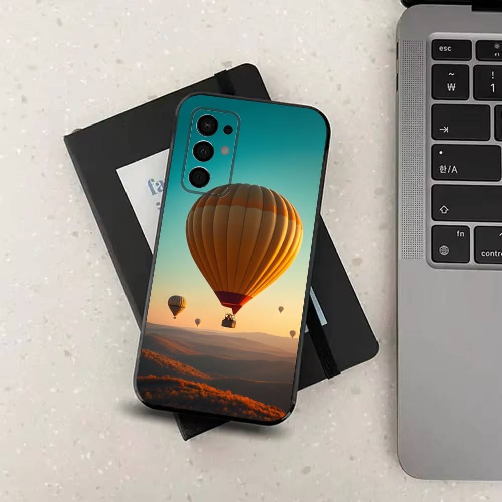 Cute Hot Air Balloon For Samsung Galaxy A73,J7,22,Note,72,41,31,8,9,52,71,53,32,Soft Black Silicone Cover Case