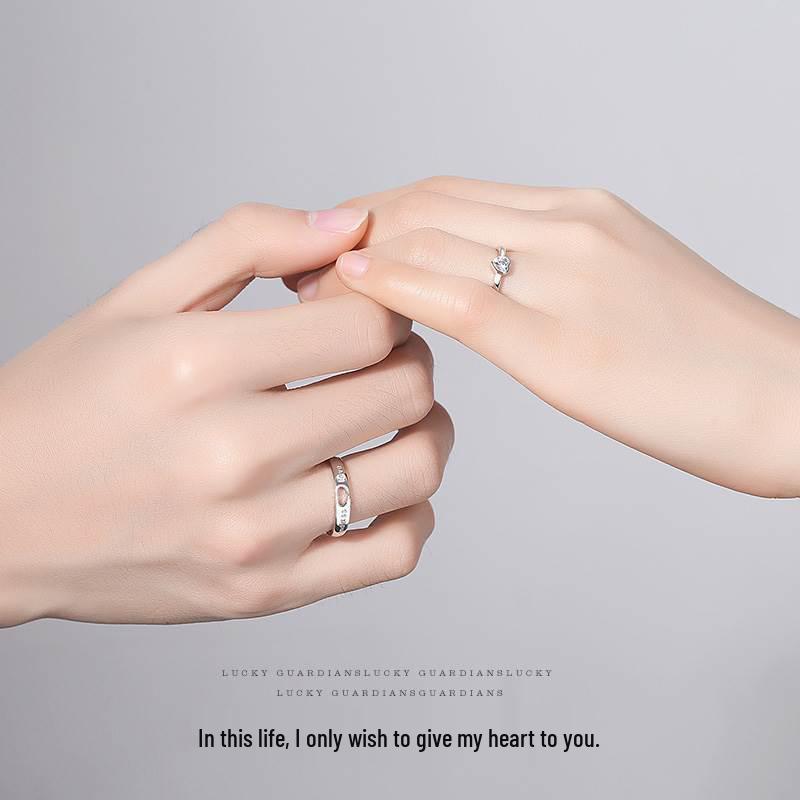 S925 Silver Couple Rings for Men & Women: Japanese & Korean Style Love Heart Matching Rings, Perfect for Proposals and Romantic Gifts.