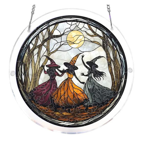 Halloween Acrylic Jigsaw Puzzle Suncatcher Stained Glass Style DIY Sun Catcher
